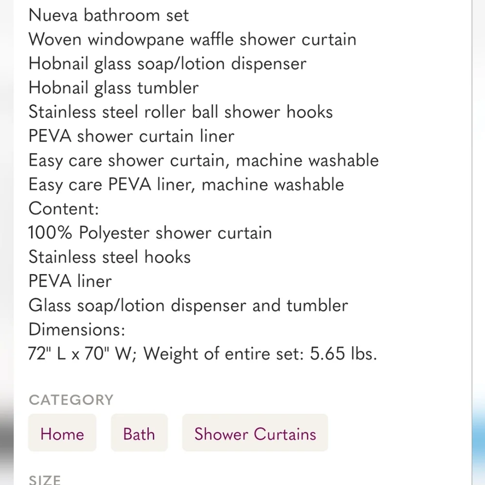 Nueva Spa 5 Piece Bath Set Meriden Navy. Hooks, Liner, Soap Pump, Tumbler !